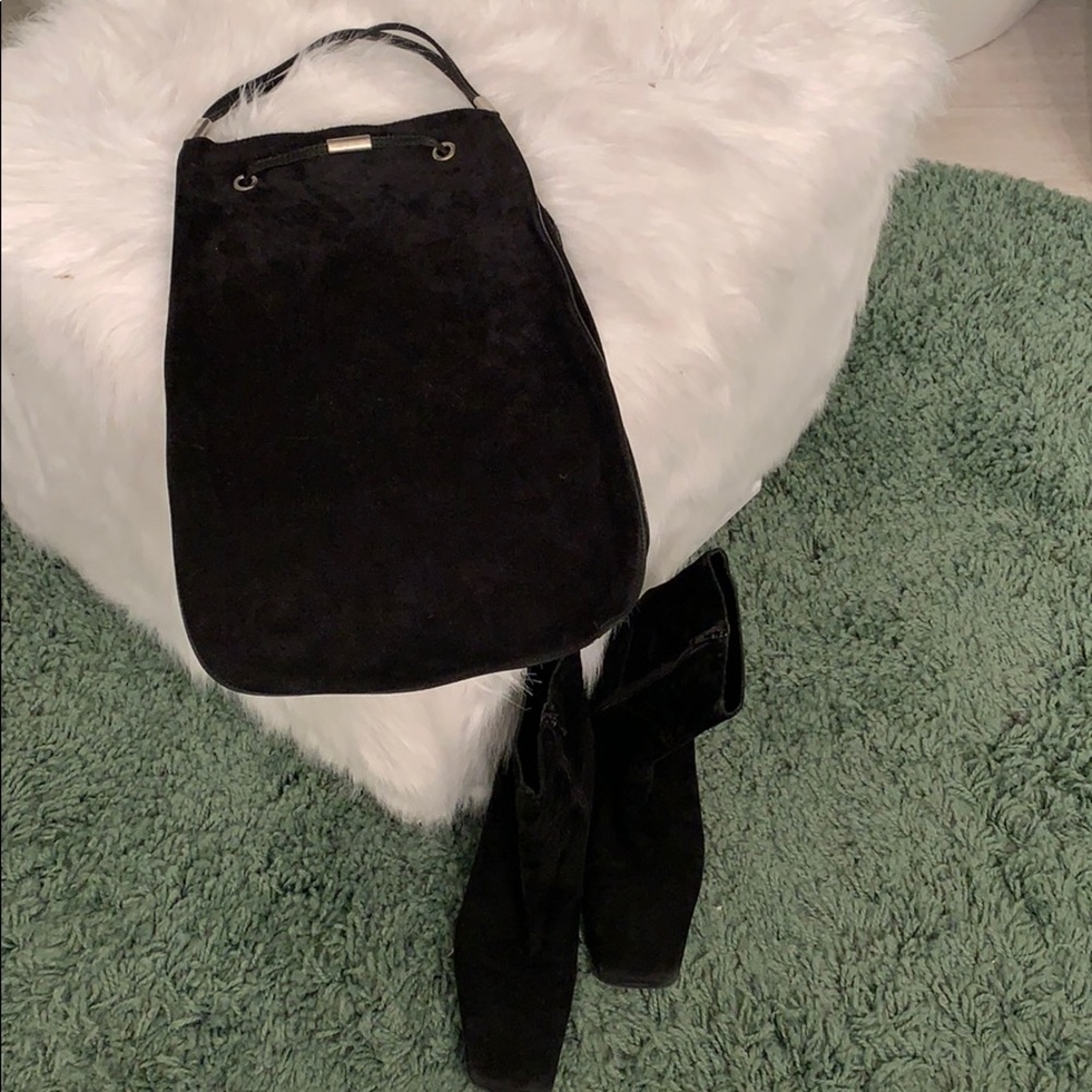 Ladies black suede Italian handbag/back pack